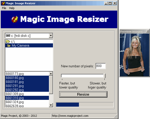 Screenshot of Magic Image Resizer 1.02