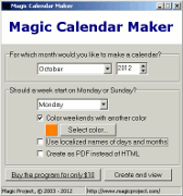 Magic Calendar Maker screen shot